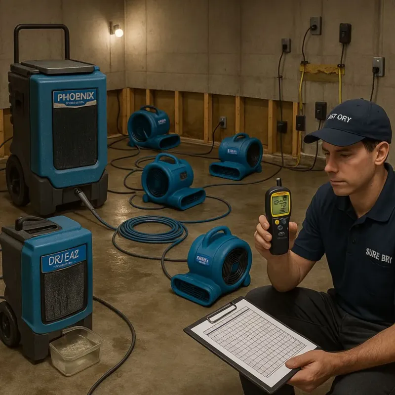 Structural Drying and Dehumidification process in Southlake, TX